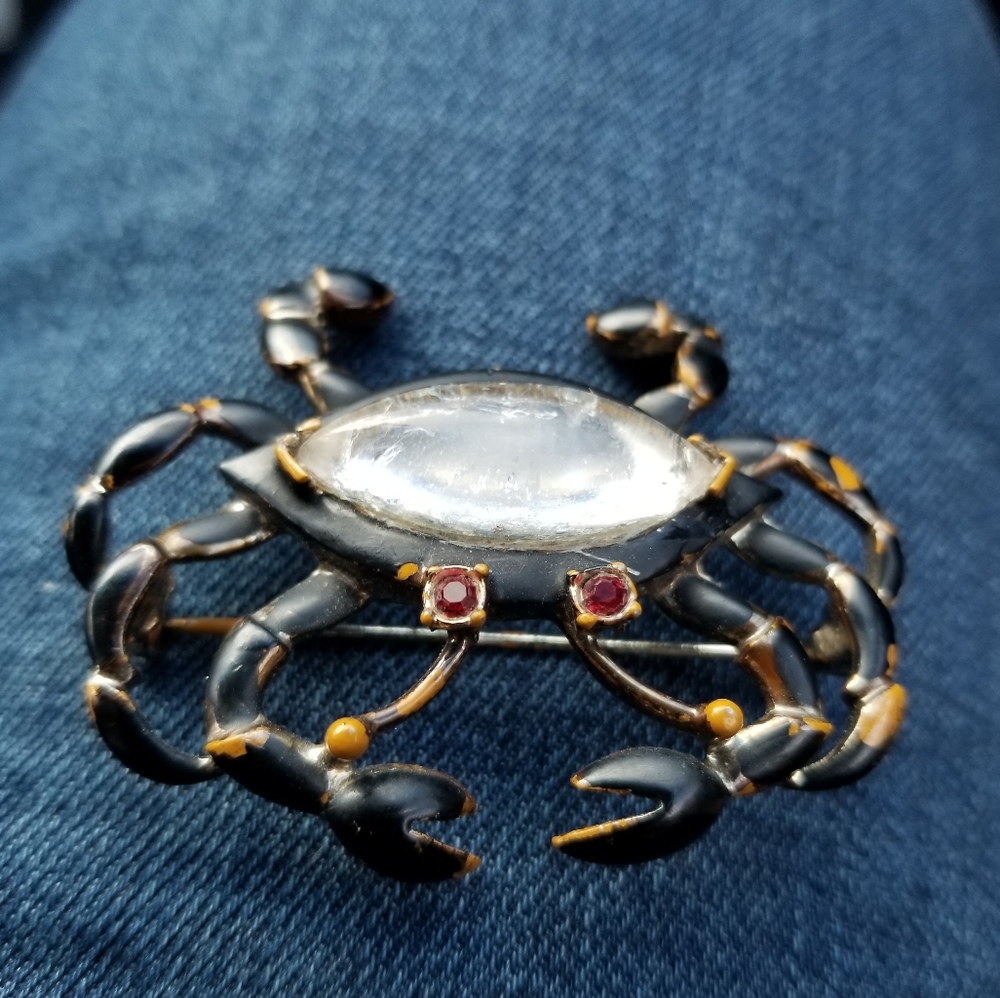 Relisted - Vintage crab brooch jelly belly unsigned Hattie Carnegie - Picture 8 of 13